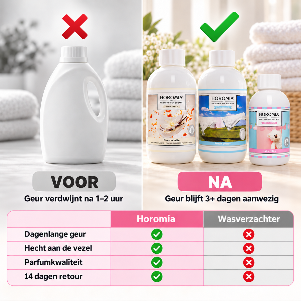 Horomia versus wasverzachter met Baby talco
